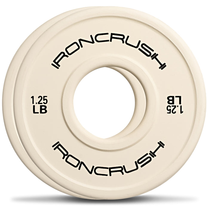 Iron Crush Rubber Change Plates for Olympic Weights, with 1.25 lb, 2.5 lb, 5 lb and 10lb Weights.