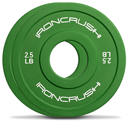 Iron Crush Rubber Change Plates for Olympic Weights, with 1.25 lb, 2.5 lb, 5 lb and 10lb Weights.