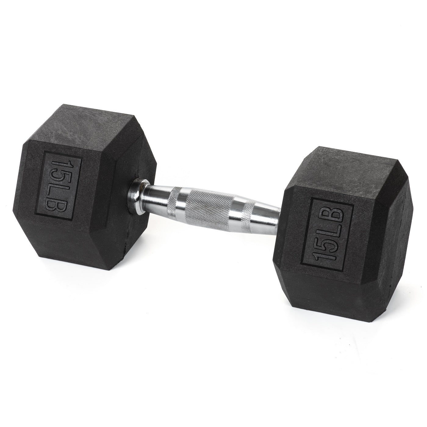 Heavy Duty PVC Coated Hex Dumbbells - Chrome-Plated Knurled Handles - 3 Lb to 50Lb Options