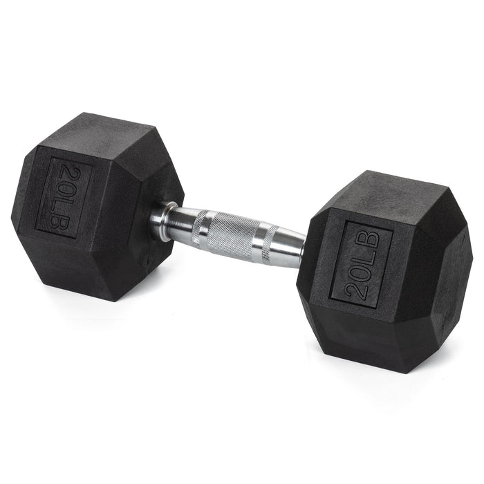 Heavy Duty PVC Coated Hex Dumbbells - Chrome-Plated Knurled Handles - 3 Lb to 50Lb Options
