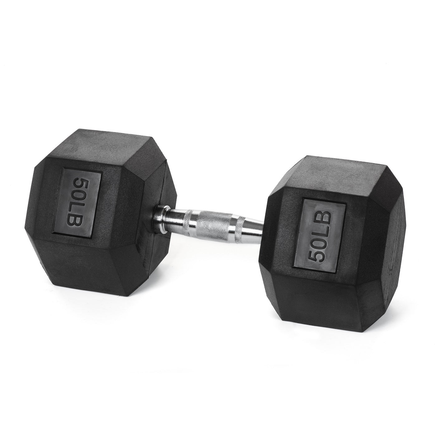 Heavy Duty PVC Coated Hex Dumbbells - Chrome-Plated Knurled Handles - 3 Lb to 50Lb Options